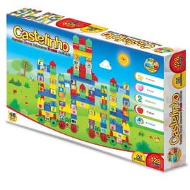Castelinho Para Montar - Blocos e Formas Educativas - 128 Peças - GGB