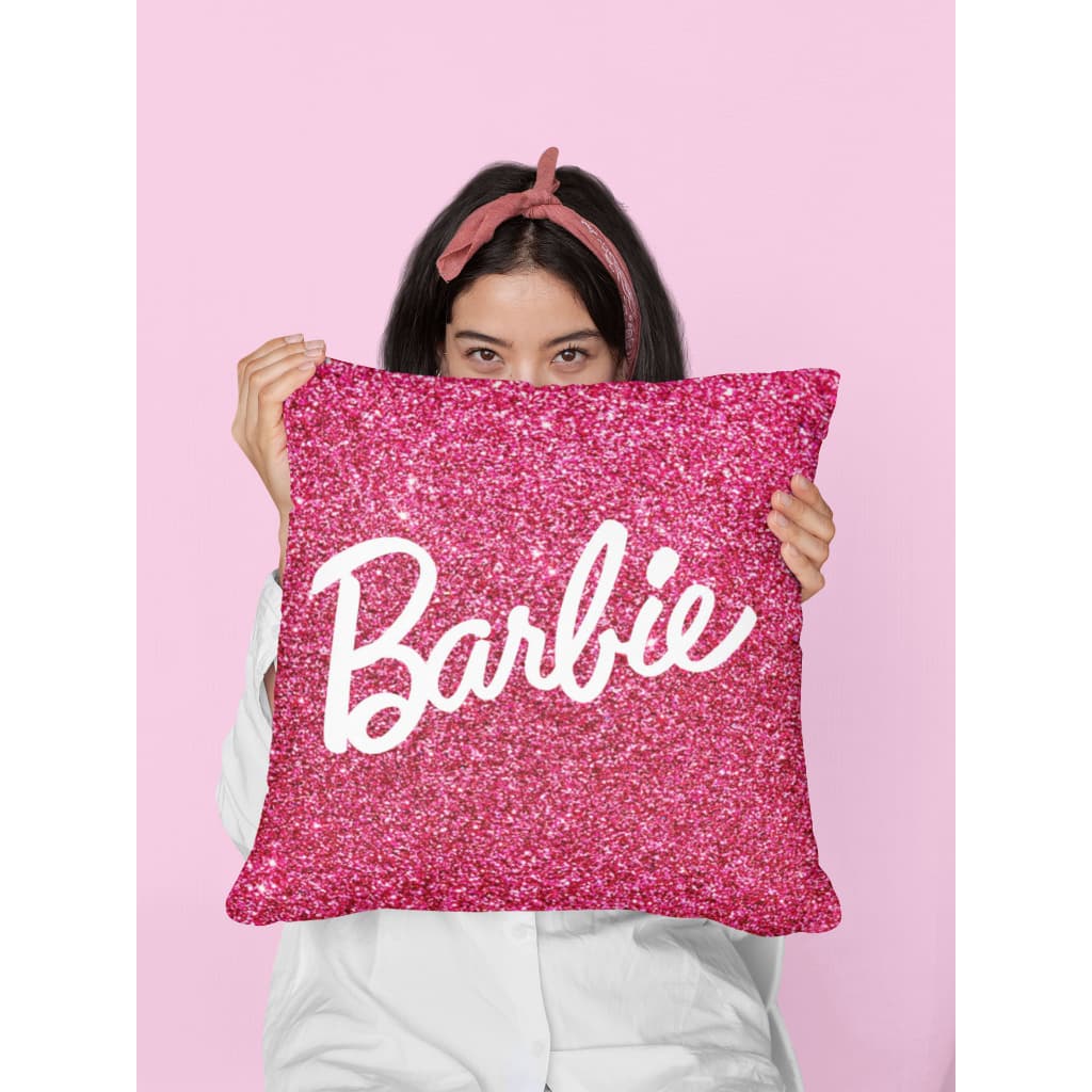 Almofada Personalizada Presente Mulher Barbie Rosa Glitter