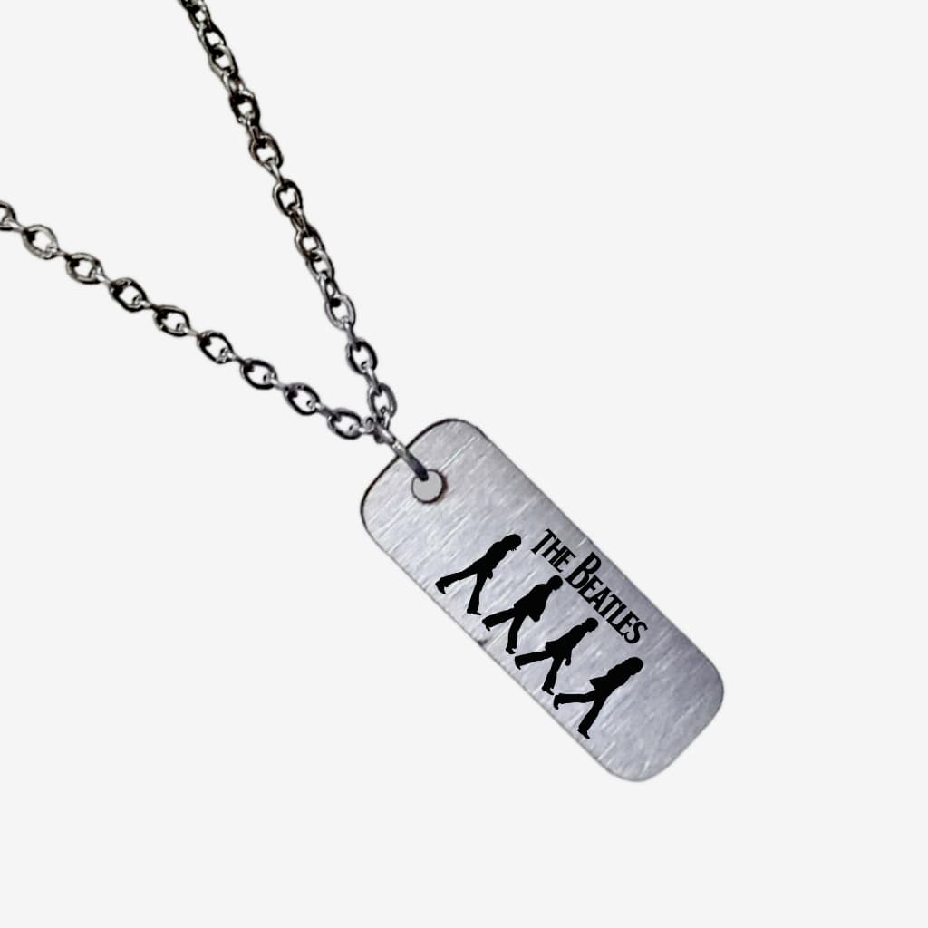 Colar Cordão Banda Os Beatles Rock Corrente Aço Escovado Cor Prata Masculino Feminino