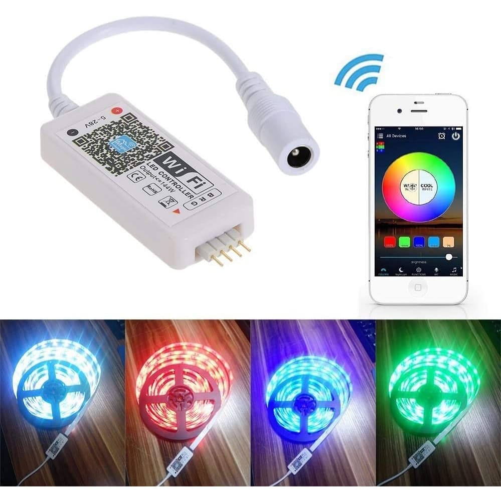 Controladora Para Fita RGB LED 2835, 3528 e 5050 Via Wi-fi App Celular Comando Alexa Google Home