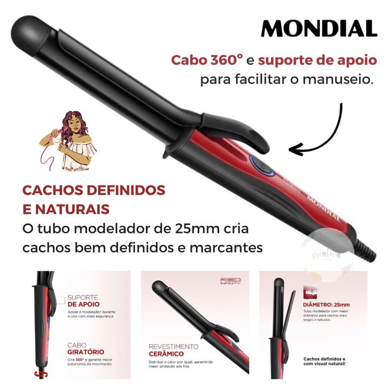 Modelador de Cachos Baby liss 25mm Mondial Infinity Chrome EM-12 - Original + Nota fiscal