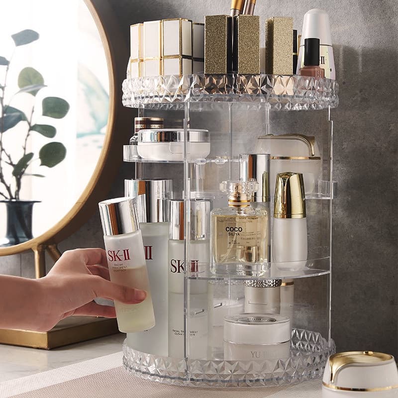 Organizador De Maquiagem Giratório 360 Torre Acrílico Makeup Porta Maquiagem
