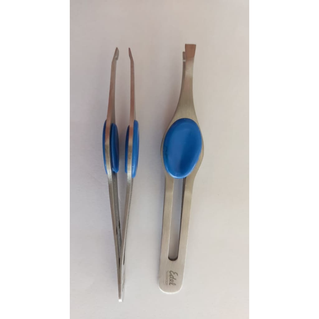 Pinça Depilação Pt. Azul Reta Aço Inox Edel Solingen