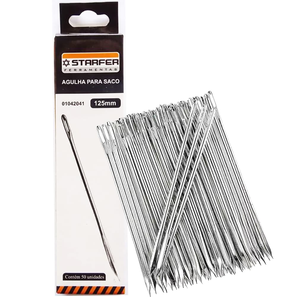 Agulha para Saco Costura Artesanato Sacaria 125mm 50 Peças - Starfer