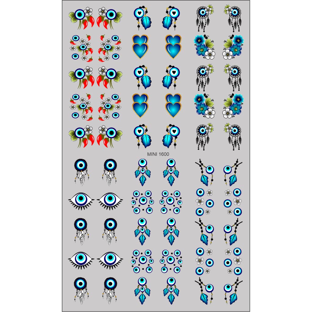 60 Adesivos de Unha 3D Olho Grego 2 PRÉ PRONTO - modelo MINI 1600