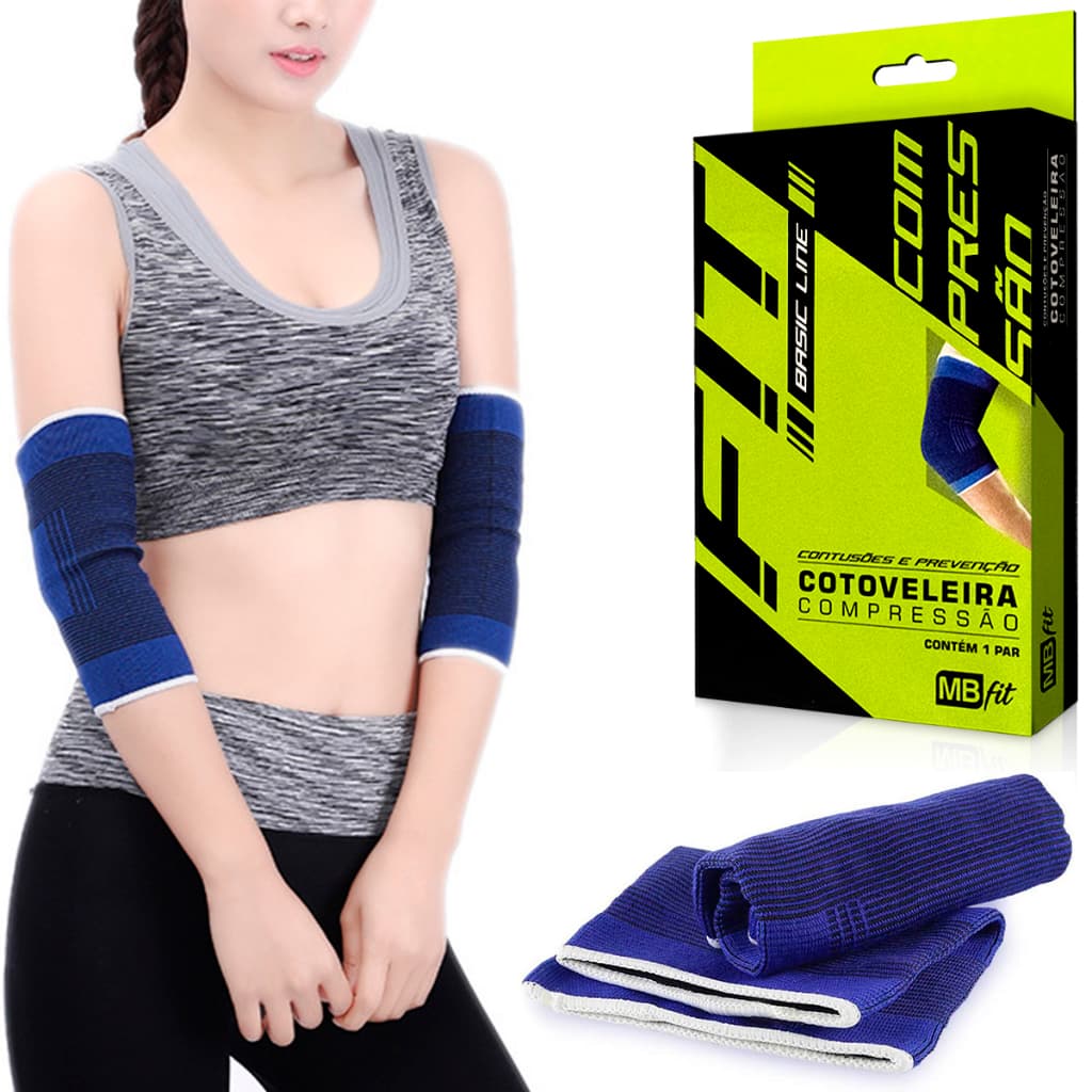 Par Cotoveleira Elástica Compressão Ortopédica Fit Alívio Dor Tendinite Saúde Esporte Musculação