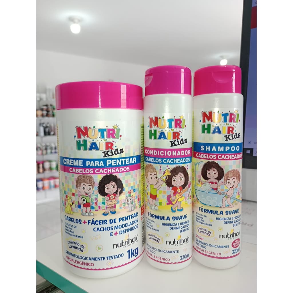 Kit  Kids Nutri Hair Cabelos Cacheados Shampoo 320ml  + Condicionador 320ml  + Creme de Pentear 1Kg