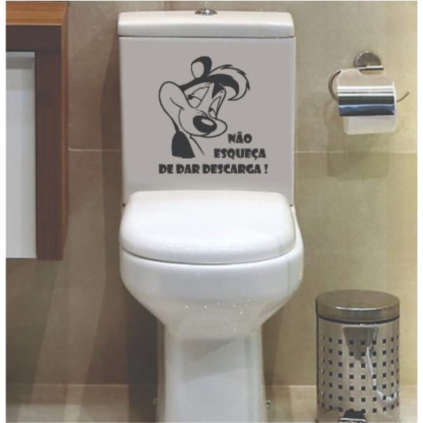 Adesivo Vaso Sanitário Pepe Le Pew Não esqueça de dar descarga