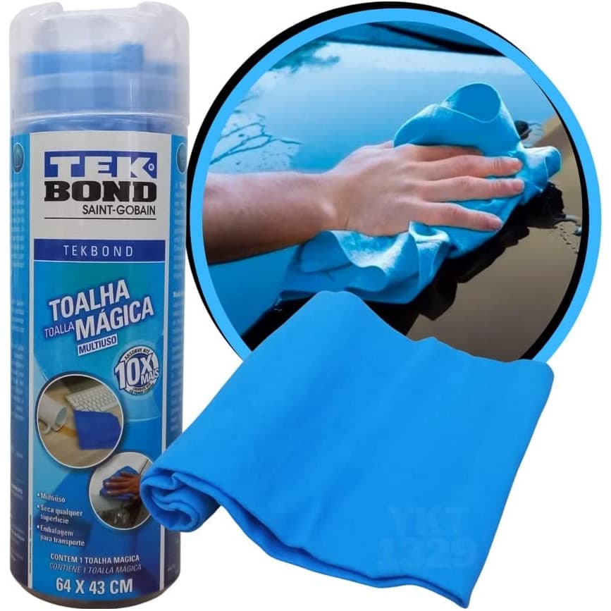 Toalha Mágica Original Tek Bond 64 x 43 cm Absorve Água e Limpa Seca Seu Carro