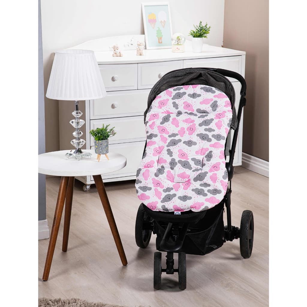 Colchonete para Carrinho de Bebe Super Macio Nuvens Rosa