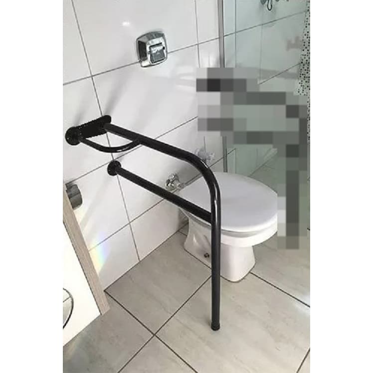 Suporte Barra Apoio Lateral Com Pé Para Banheiro Idosos Portadores Necessidades Especiais Deficientes Aço