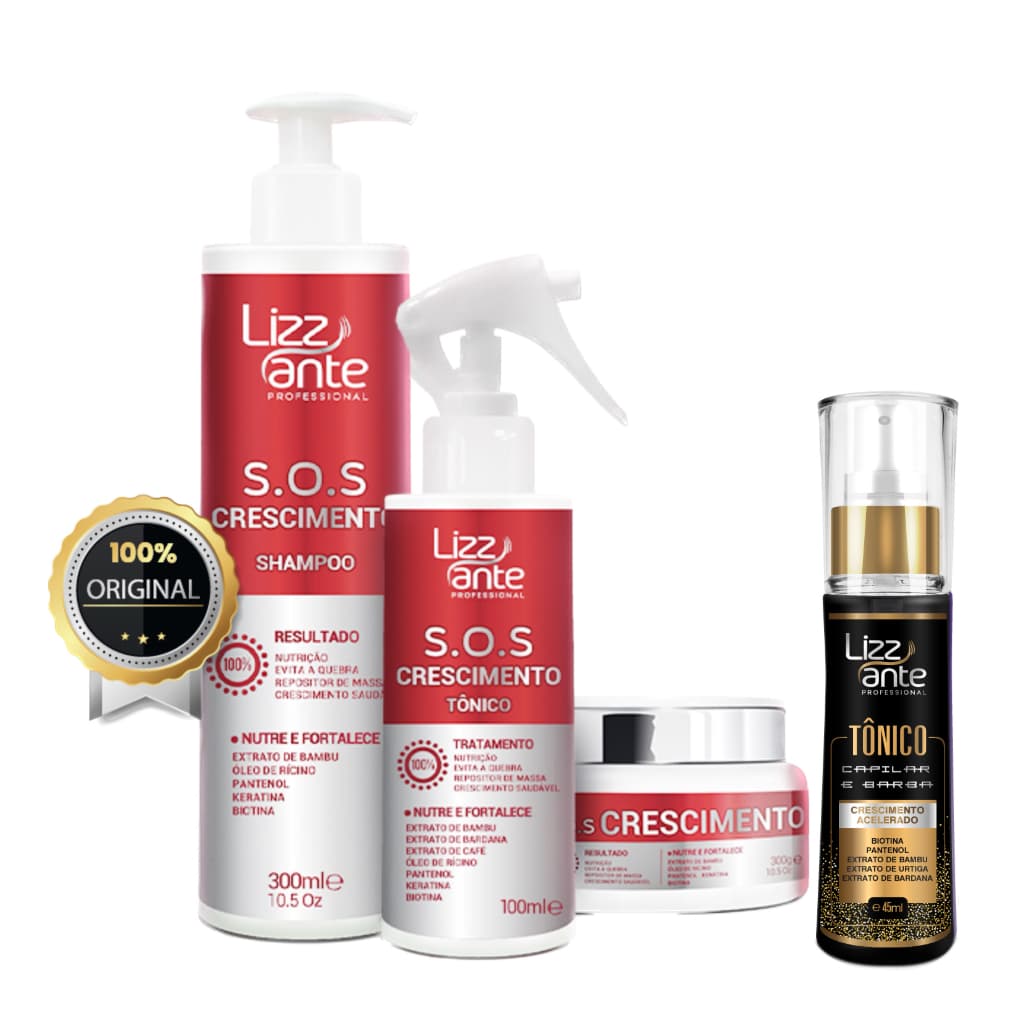 KIT SOS Crescimento e Tonico For Men Crescimento Acelerado Antiqueda Combate Calvicie Fortalece