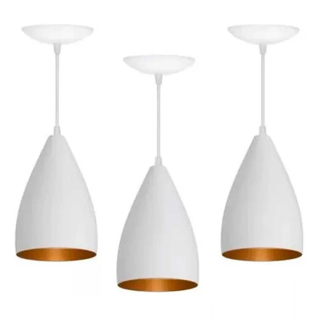 Luminária Trio Alumínio Modelo Bala Teto Pendente Casa Cozinha Sítio Fazenda Área Lazer Gourmet Balcão