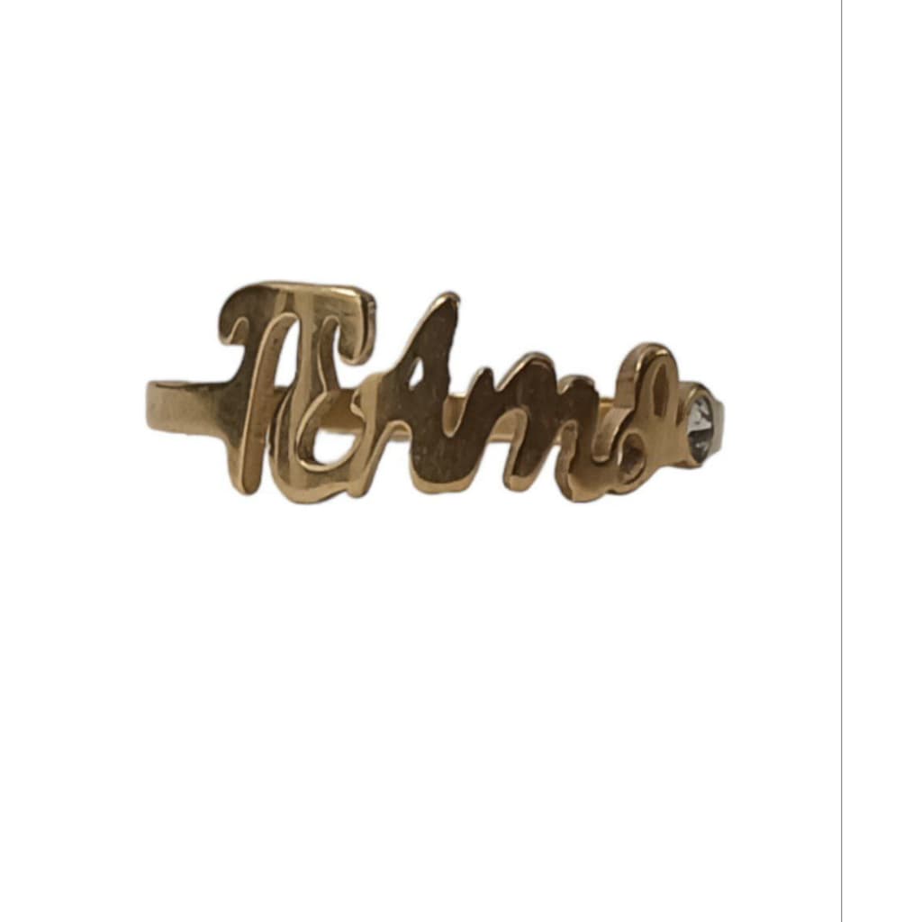 anel feminino Aliança namoro casamento noivado aço inoxidável dourado com pedrinha