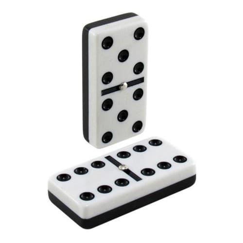 Jogo De Domino Profissional Com 28 Pecas 12 mm Pedras Branco e Preto Dupla Face