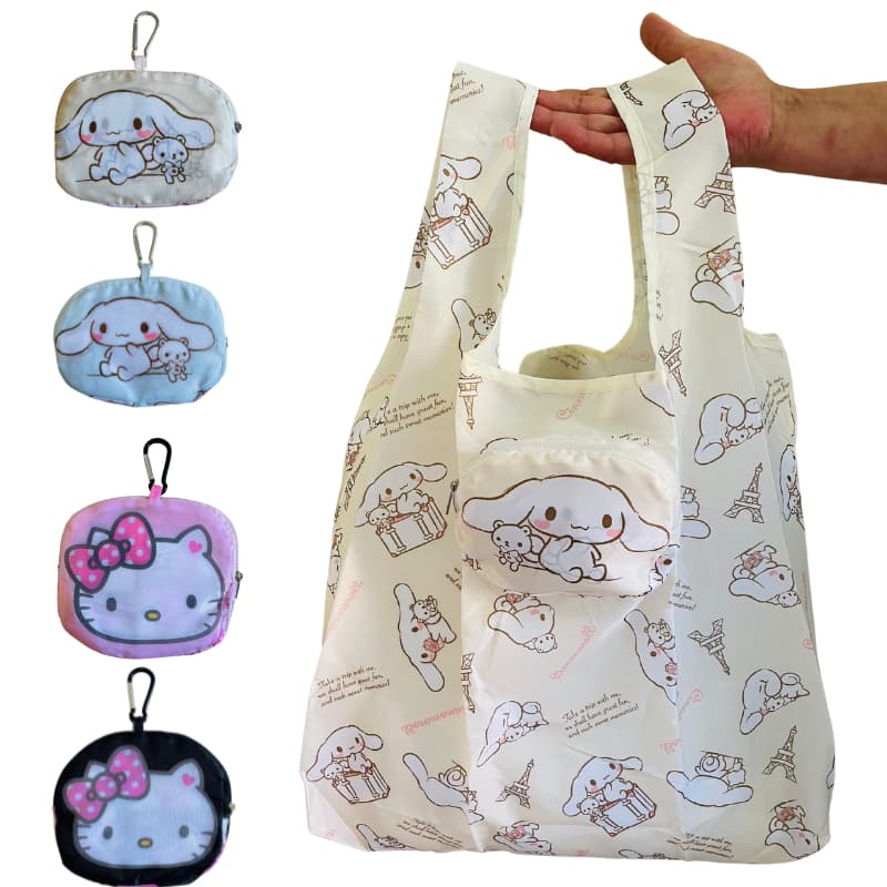 Big Ecobag Sacola de compras Retornável Sanrio Molde Dobrável com Mosquetão