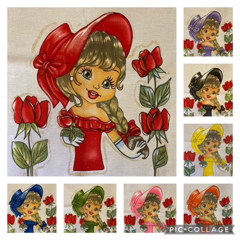 Pano de prato boneca Nina com glitter para fazer a saia de crochê ou tecido – 5 unidades ou  10 unidades – Engomatextil