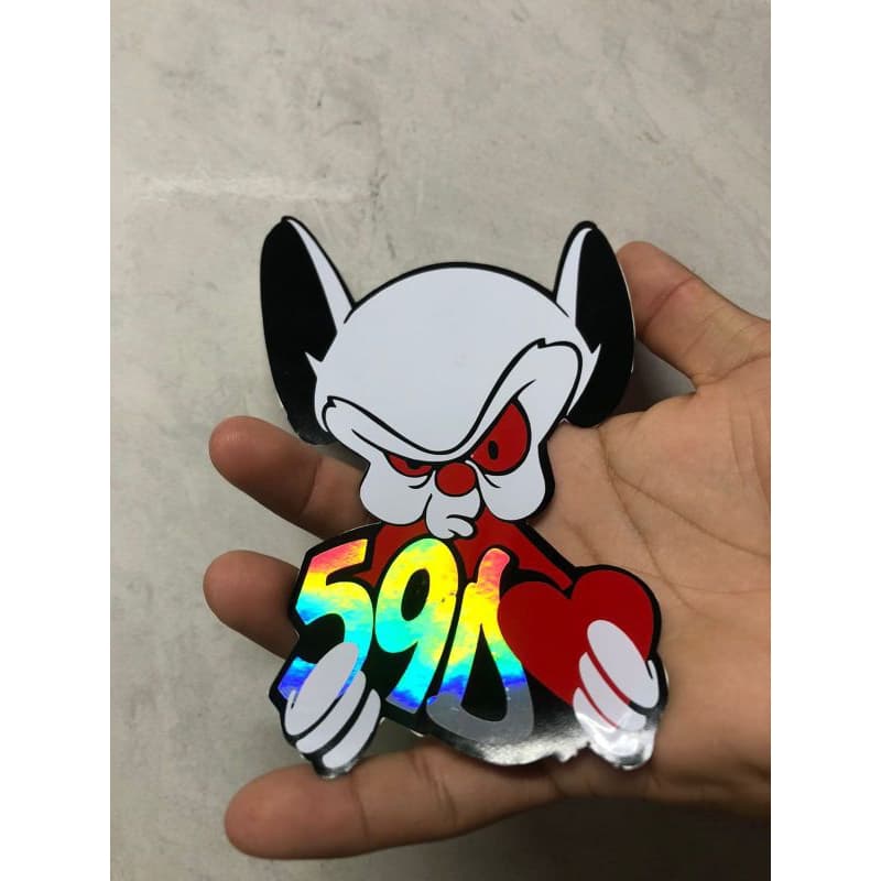 adesivo pink e cérebro segurando 59D❤️ holográfico e Branco