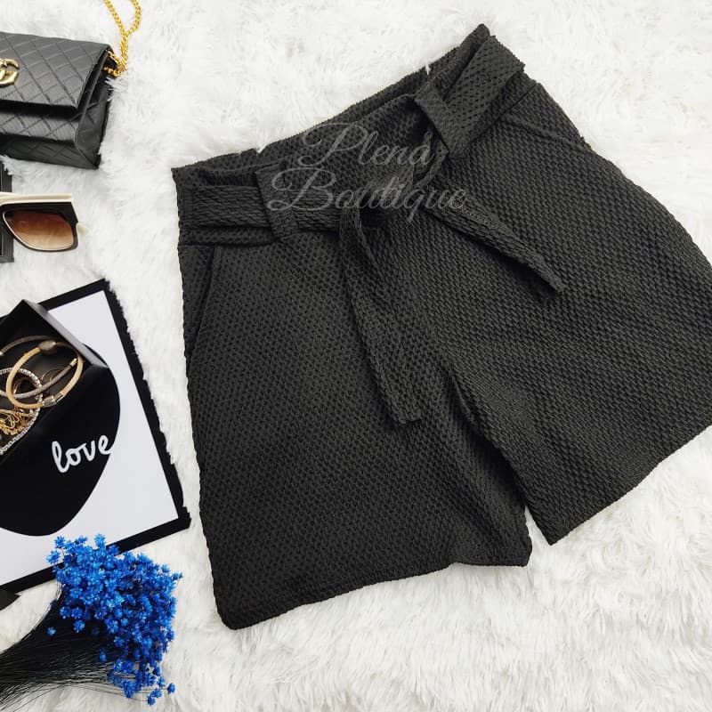 kit 2 Shorts Listrado Feminino Com Cinto