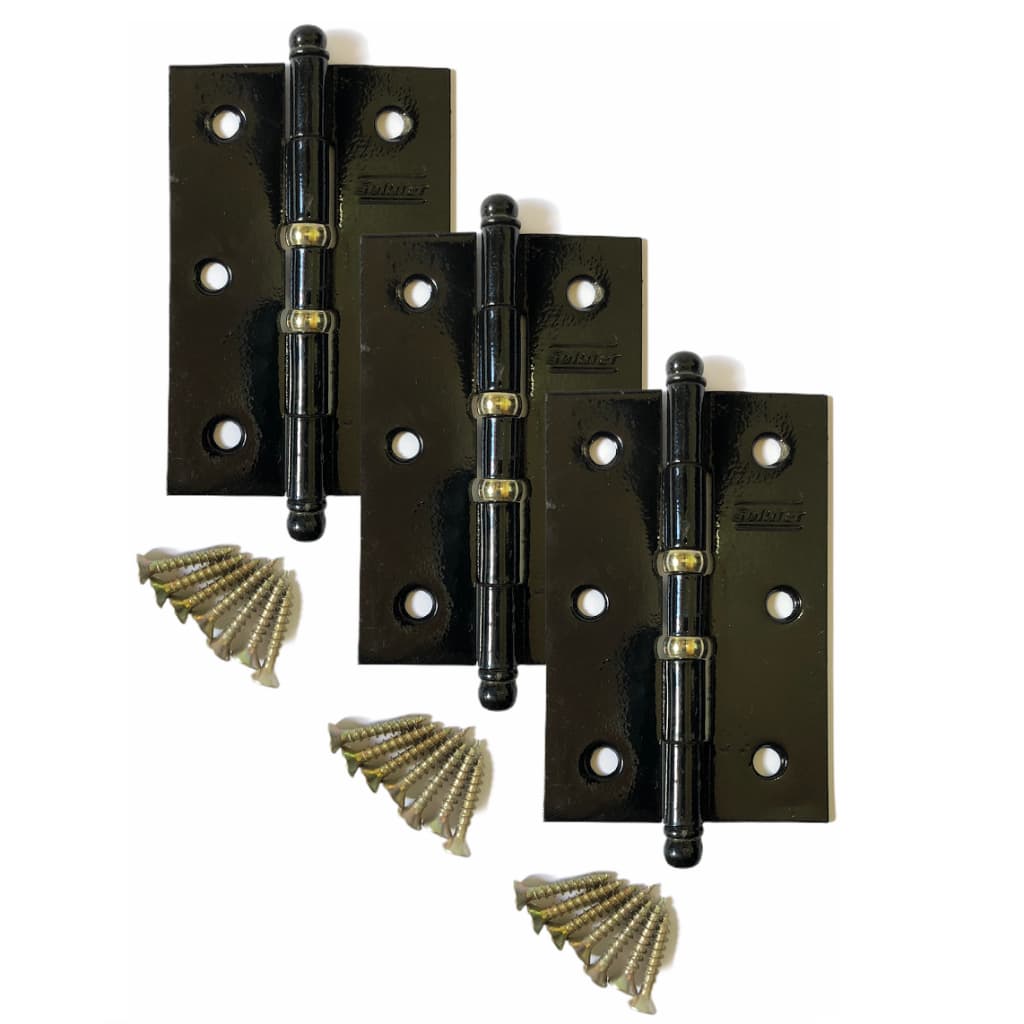 Kit Com 27 Dobradiças Preta Porta Janela Madeira 31/2 Com anel (Parafusos Inclusos)