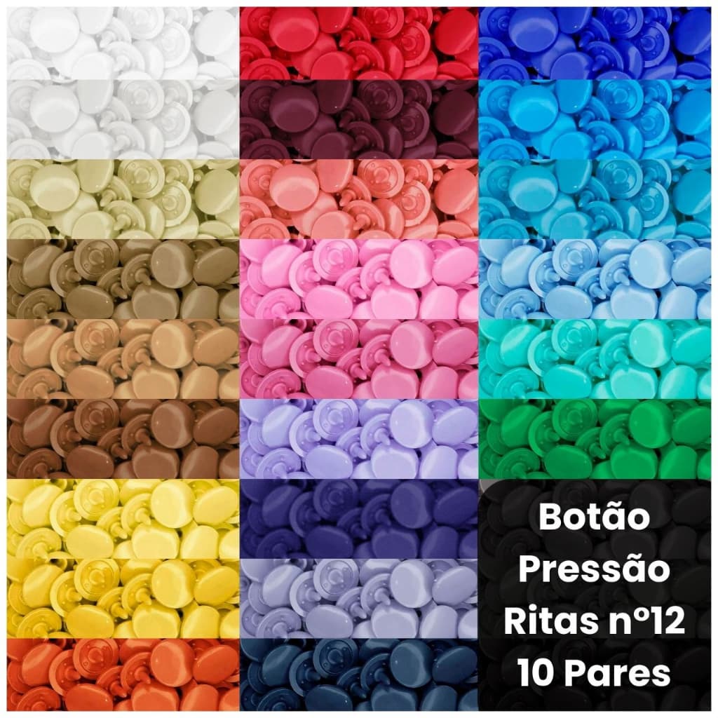 Botão de Pressão n°12 Ritas Plástico | 10 Pares