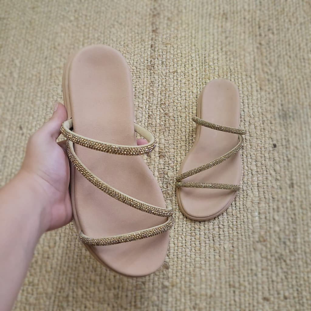 Birken Papete Sandalia Feminina Confortável Estilosa De Pedraria Flatform