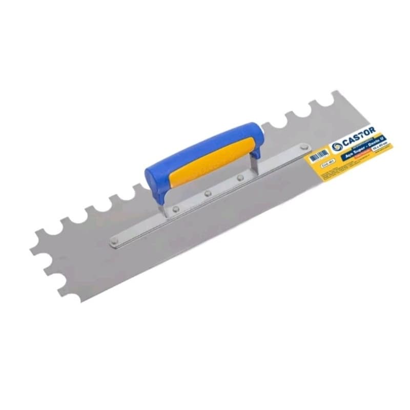 Desempenadeira de aço dentada U 12mm 10x35cm Castor