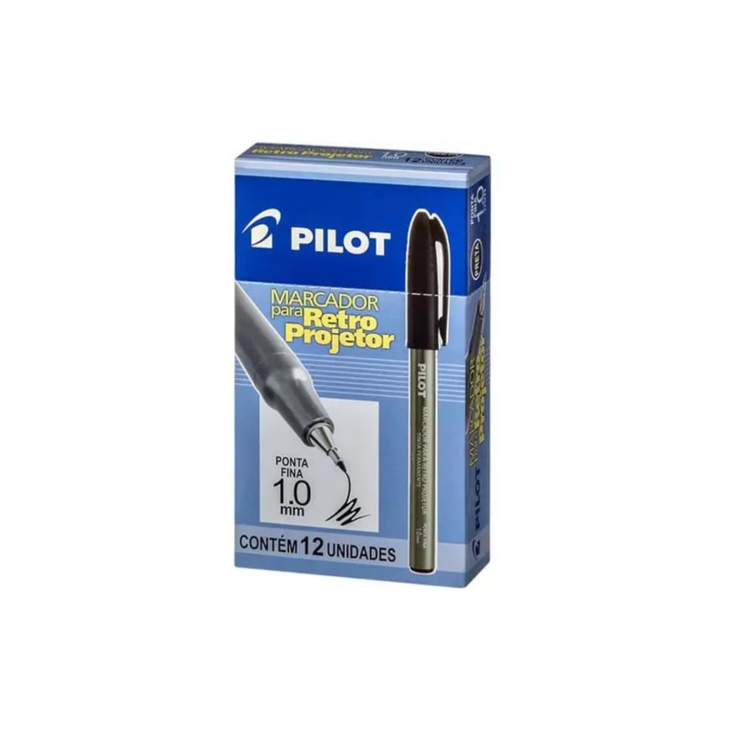 Caneta Para Retro Projetor Pilot 1.0mm PT Cx C/ 12un