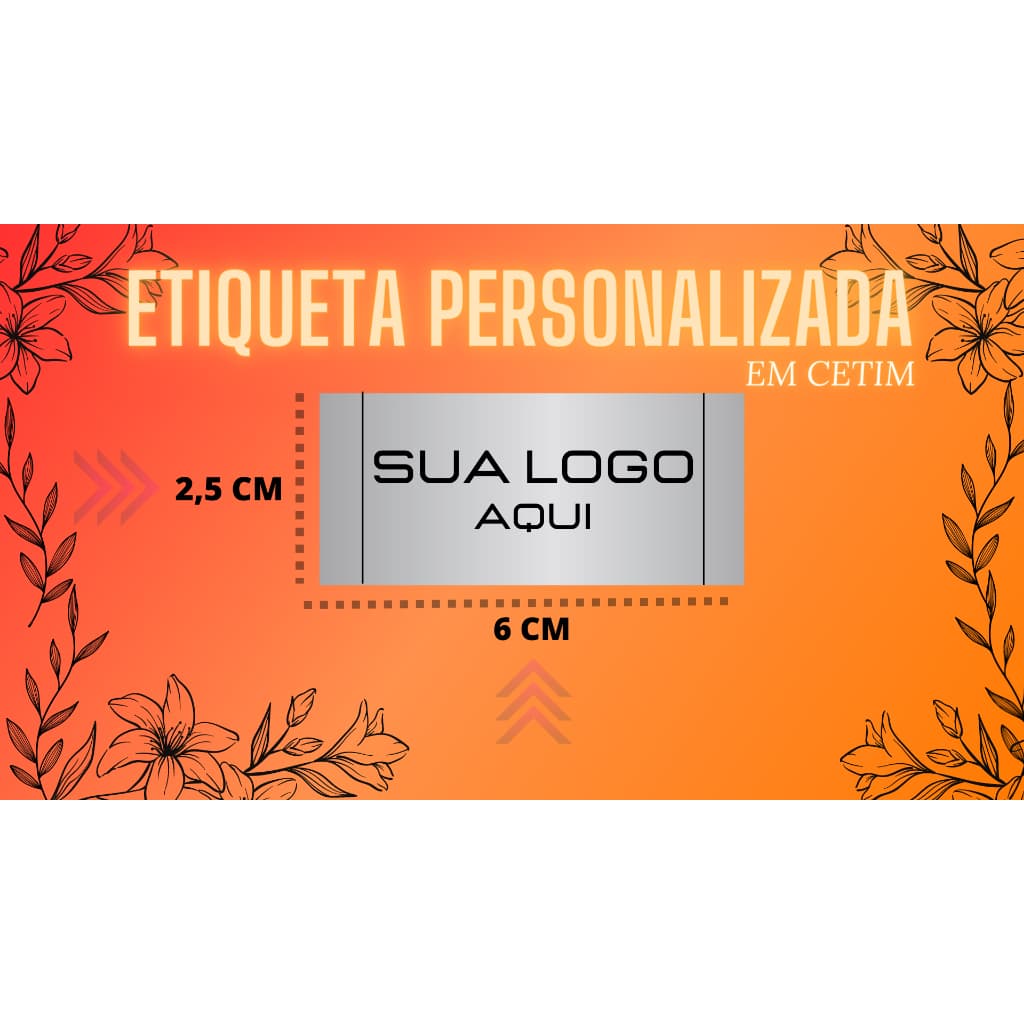 100 Etiquetas de Cetim 2,5x6 cm Personalizadas