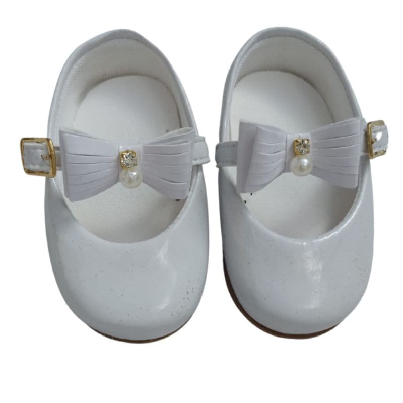 Sapatinho para bebê 16 ao 22 batizado casamento festa branco infantil criança calçado sola solado