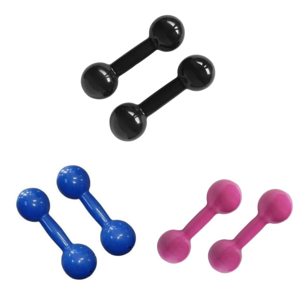 Kit Pares de Halteres Emborrachados Academia 0,5 (meio) kg + 1 kg + 2 kg  cada