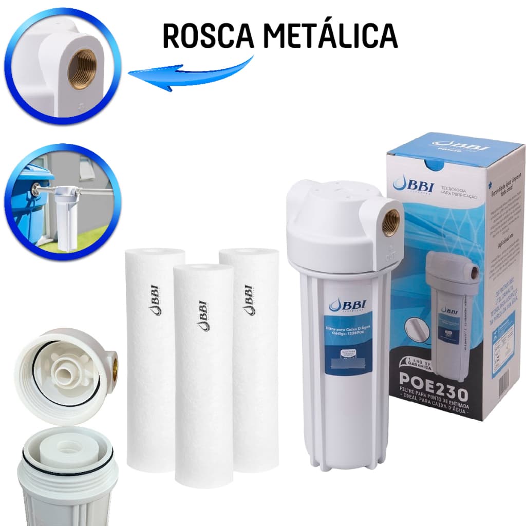 Filtro Caixa Dagua Poe Polipropileno + 3 Refil Extra