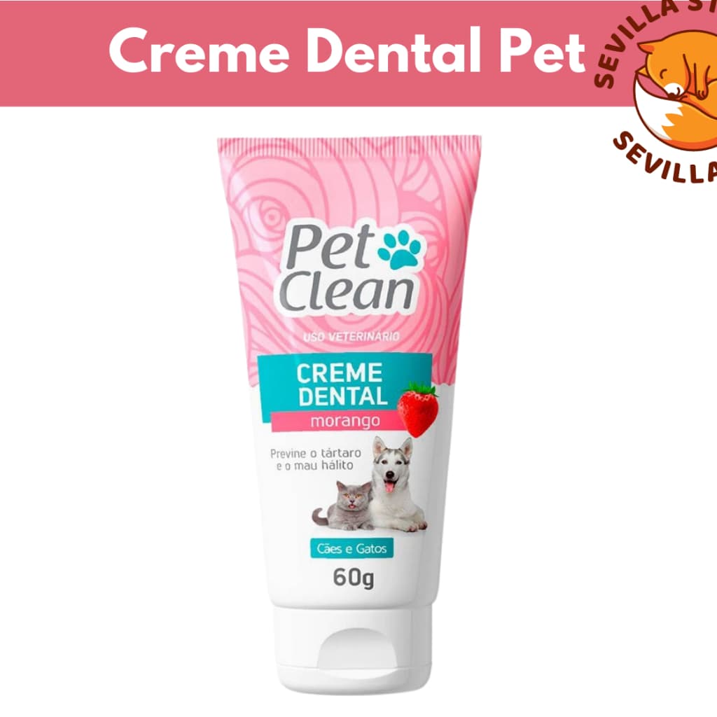 Creme Dental Morango Pet Clean para Cães e Gatos- 60 gr