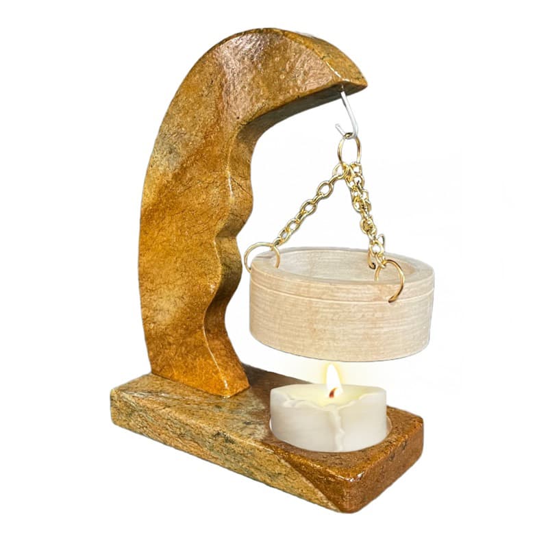 Difusor P/ Essência Rechô Aromatizador Lua De Pedra Sabão Envernizado