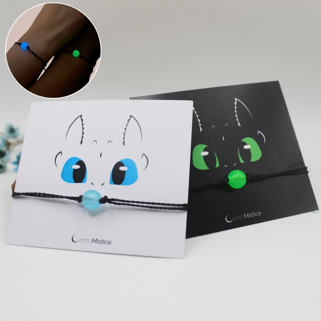 Conjunto de Pulseiras de Casal/Amizade Brilha no Escuro Como treinar seu Dragão Banguela e Fúria da Luz