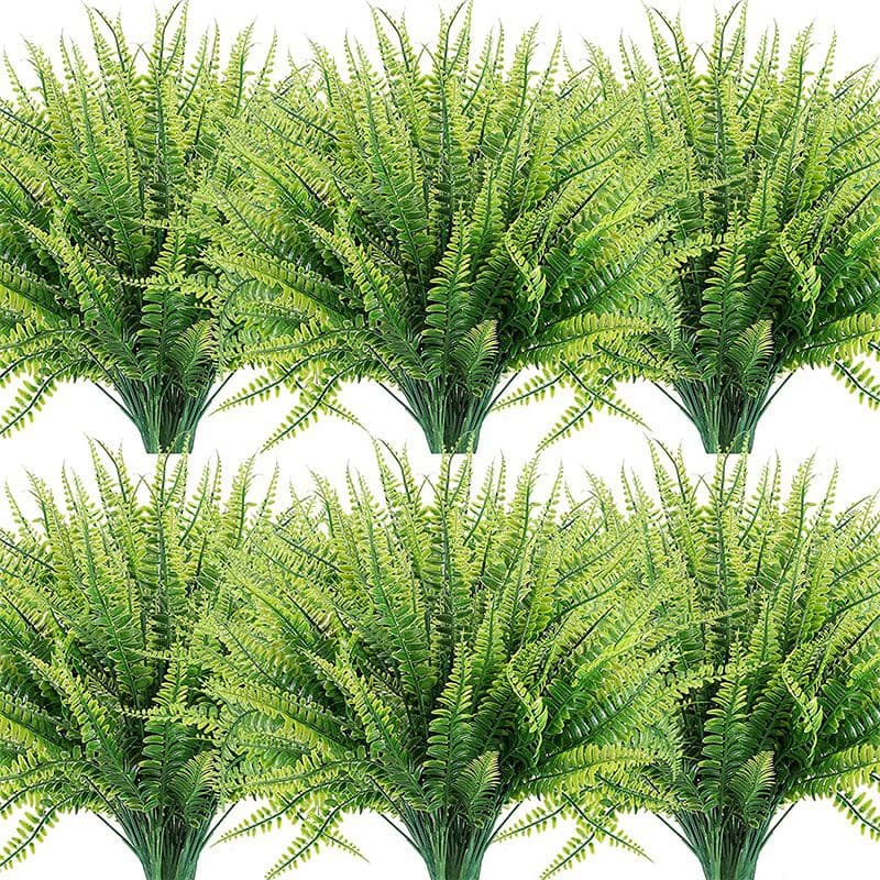Kit 2 Plantas Artificial Verdes Samambaia Arbusto