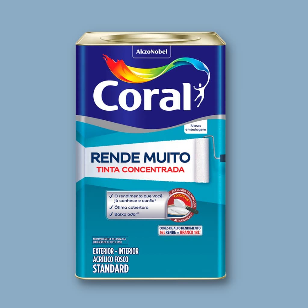 Tinta Acrilica Interior Exterior Coral Rende Muito 16L Azul dos Andes