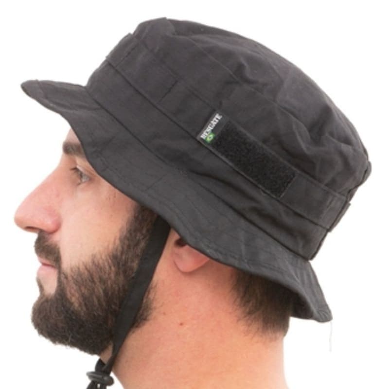 CHAPÉU TÁTICO BOONIE HAT RIPSTOP PRETO -  Marca RESGATE MILITARIA