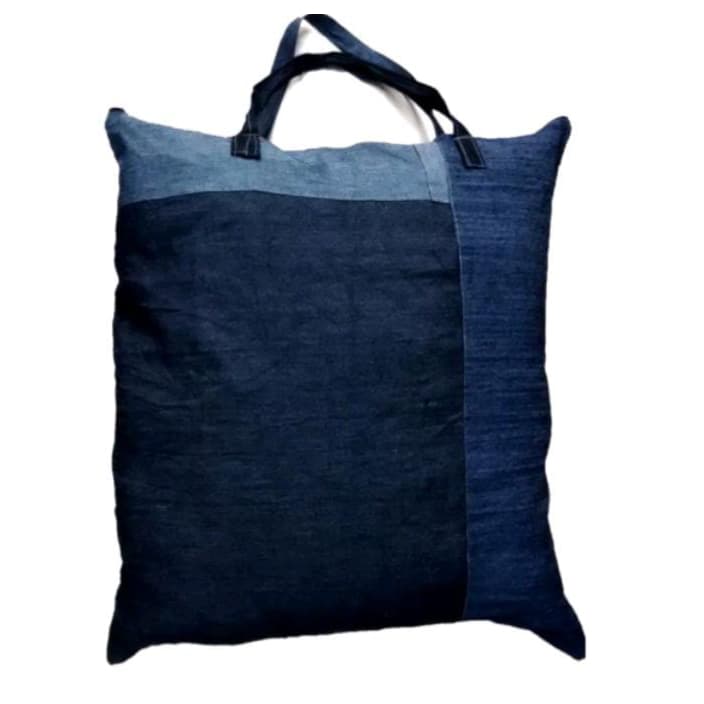KIT 2 bolsa sacolão jeans extra grande espaçosa para sacoleiro 90x60cm