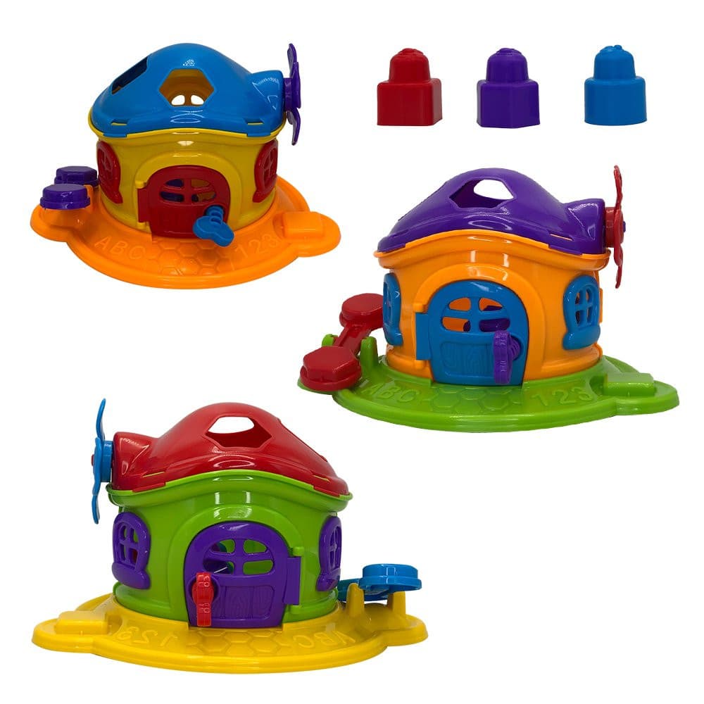 Casinha De Brinquedo Infantil Brinquedo Casinha Cogumelo Encantado com 3 Peças para Encaixar Brinquedo Interativo Criança Bebê