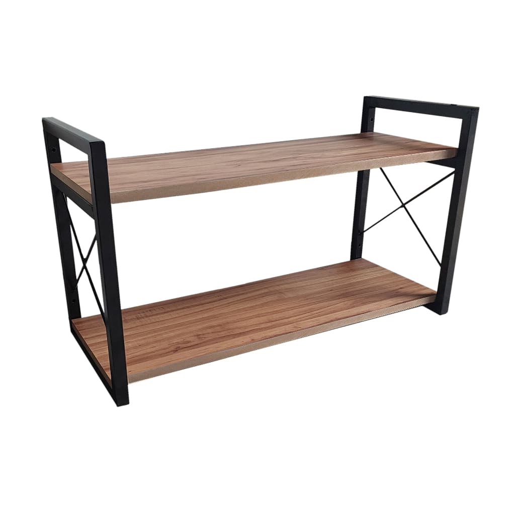 Prateleira Suspensa Para Cozinha Estilo Industrial Com 2 Prateleiras em MDF Suporte de Ferro Resistente
