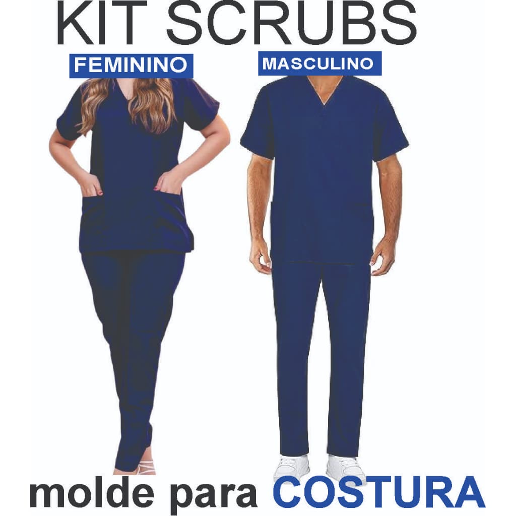Molde de Roupa pijama cirúrgico feminino + Masculino P, M, G e GG