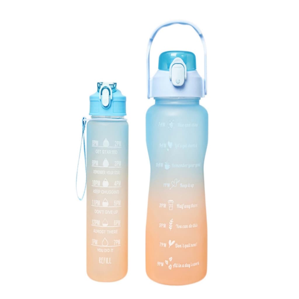 Garrafa De Água Motivacional 2 EM 1 2000ML COM 900 ML De Grande Capacidade Portátil Em Degradê HQ P.HQ