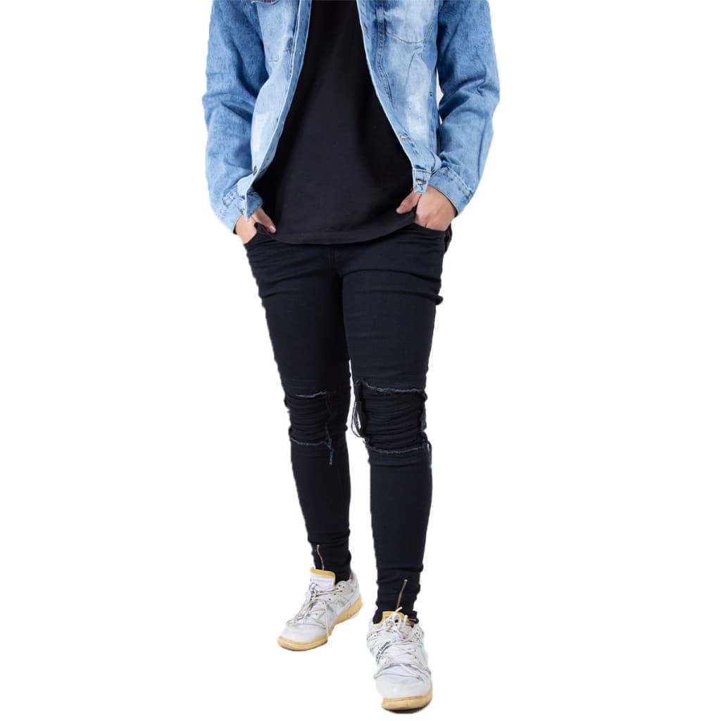 Calça Jeans Masculina Premium Rasgada Ziper - Varias Cores