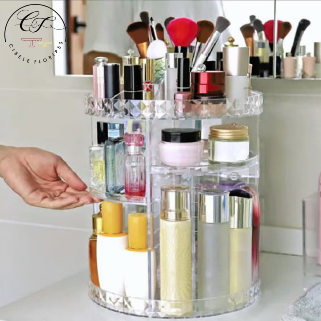 Organizador Cosmético Maquiagem Acrílico Giratório 360º