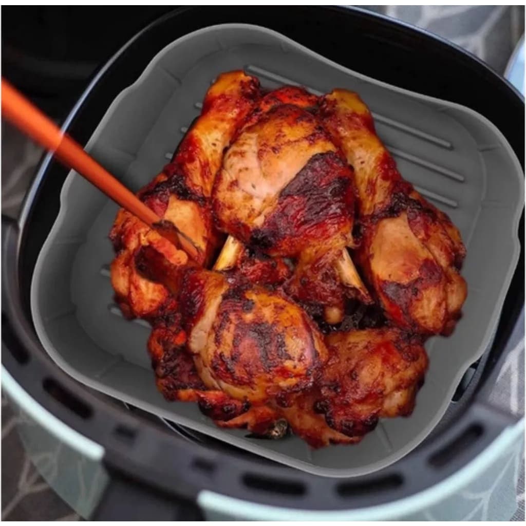 Forma Air fryer Cesto Quadrada Silicone Fritadeira Air fryer Lavável Reutilizável