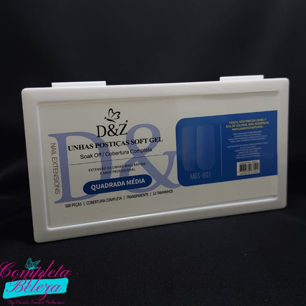 Unhas Postiças Soft Gel 500 unidades Quadrada Média D&Z
