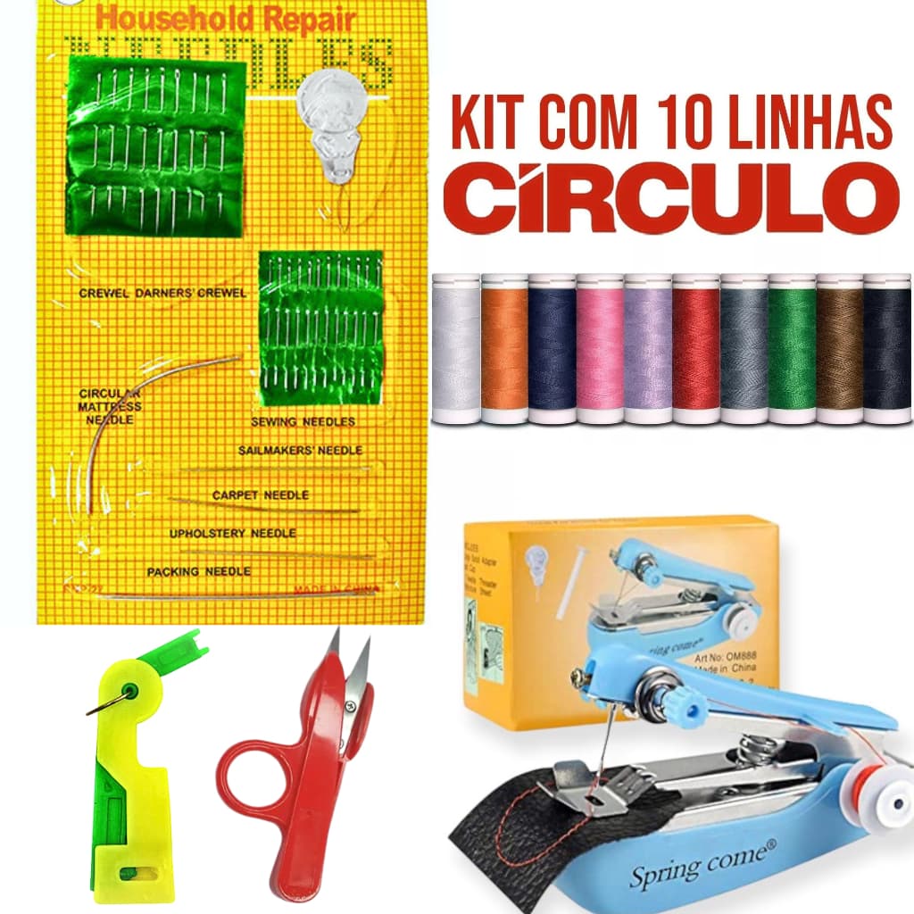 Jogo de Costura 10 Linhas Mini Maquina De Costura Jogo De costura Passador de linha Tesoura De Arremate