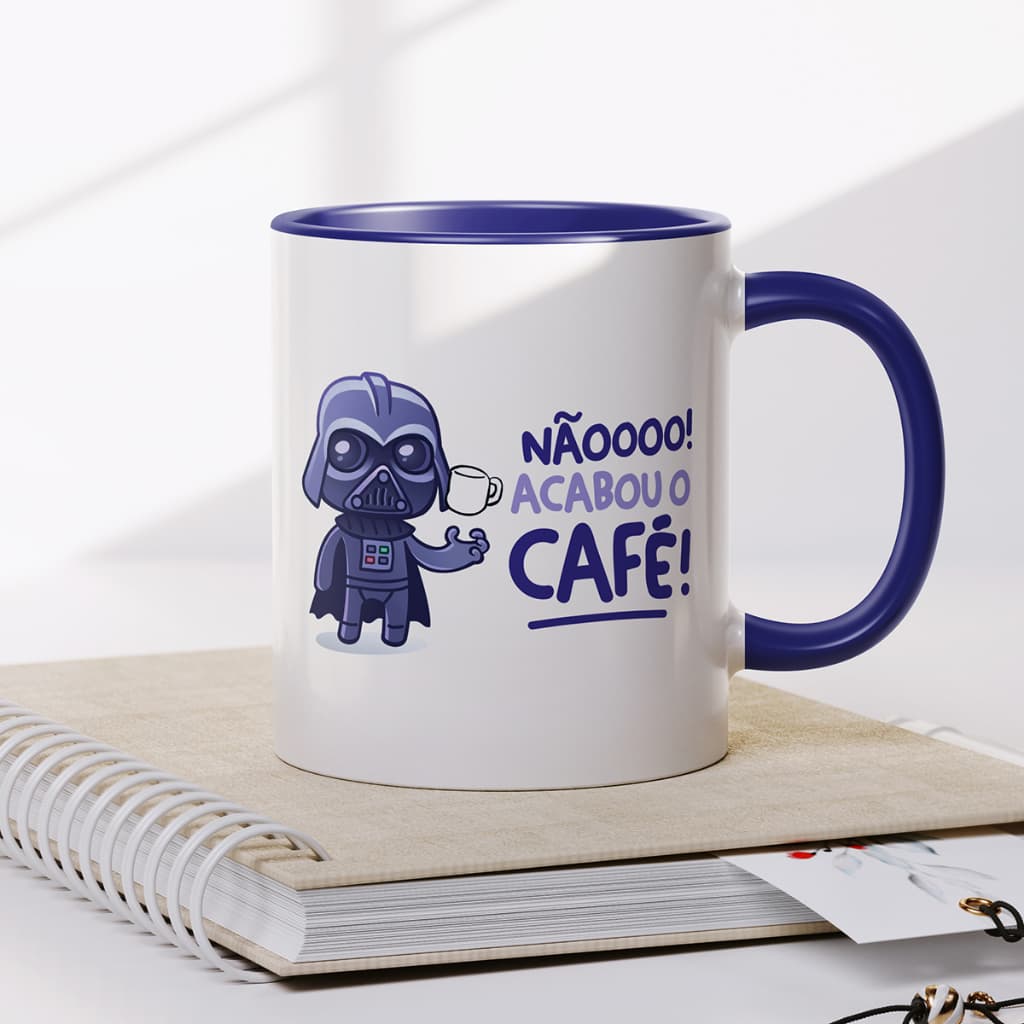Caneca xícara Baby Darth Vader com nome Star Wars acabou o café presente cerâmica porcelana