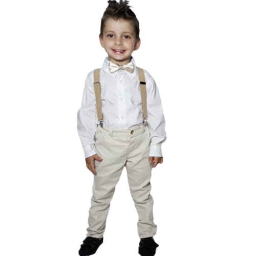Conjunto Infantil Bege Claro Menino Calça Spot fino Bolso faca